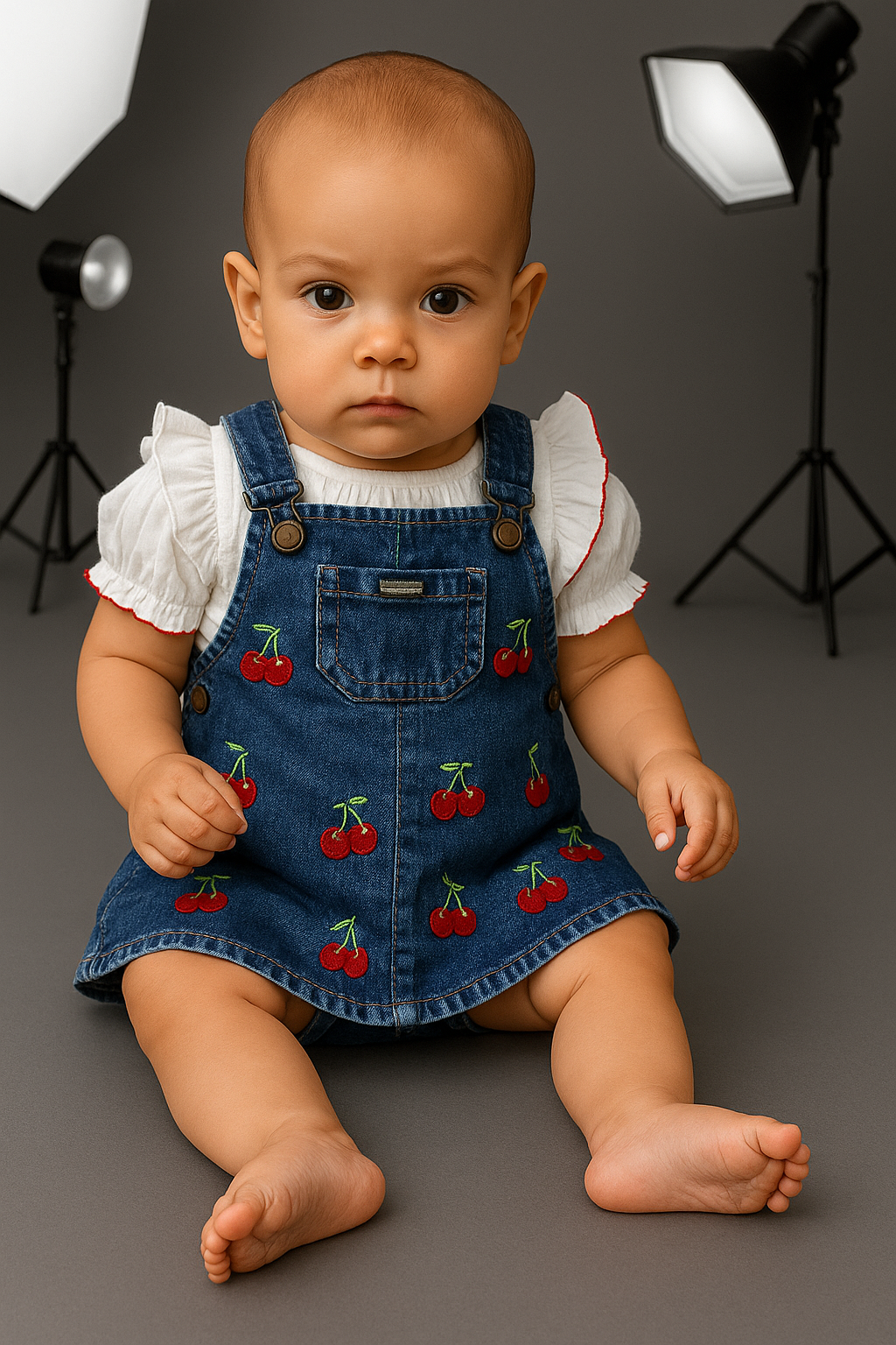 Conjunto de ropa para bebe niña /JARDINERA CEREZA