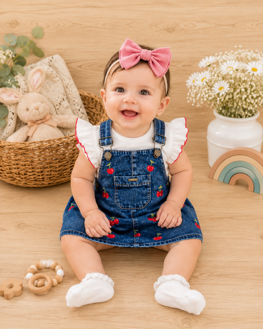 Conjunto de ropa para bebe niña /JARDINERA CEREZA