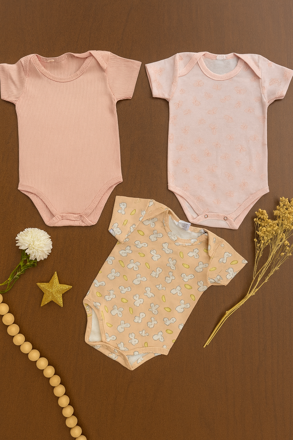 Conjunto de 3 Bodis para Bebé Niña | ANTONELLA