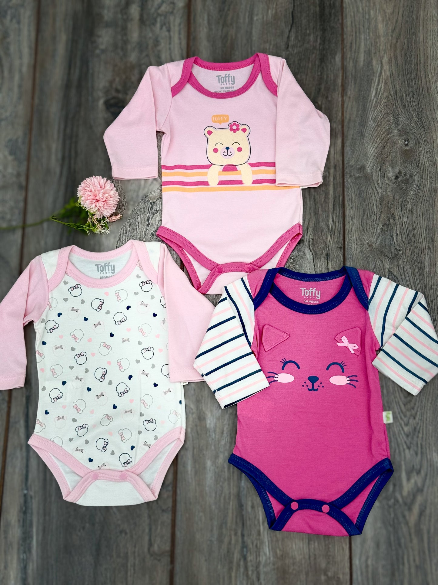 Conjunto de 3 Bodis para Bebé Niña | LALA